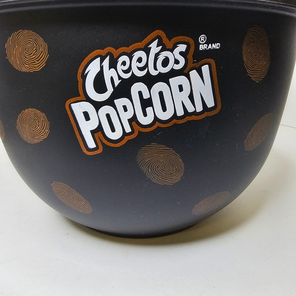 Cheetos Popcorn Snack Bowl Black with Orange Fingerprints Halloween
